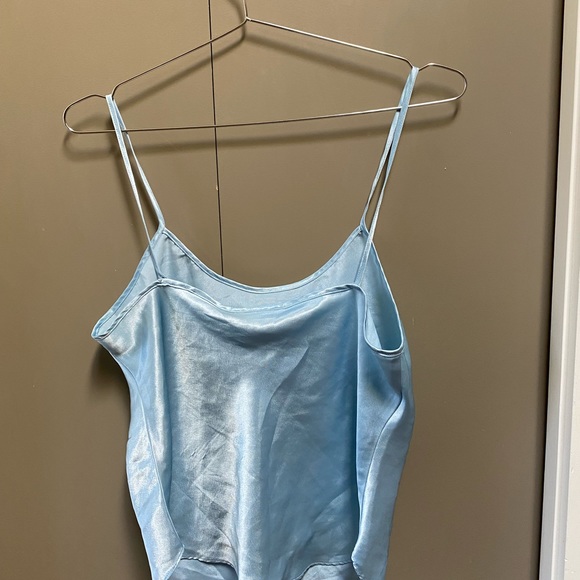 Vintage Blue Faux Silk Shirt - Picture 4 of 5